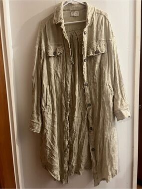 Oli & Hali Light green Button-Front Duster